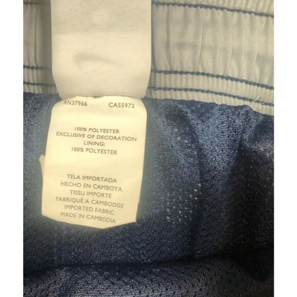 Nike Swim Trunks Navy Blue Gray Shorts Lined Elastic Waist Drawstring Mens Small - Picture 7 of 7